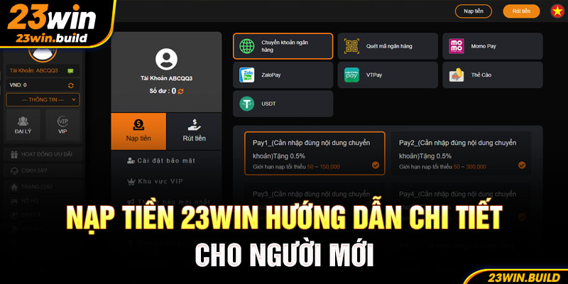 Nạp tiền 23Win chơi game nhanh chóng cùng nhà cái